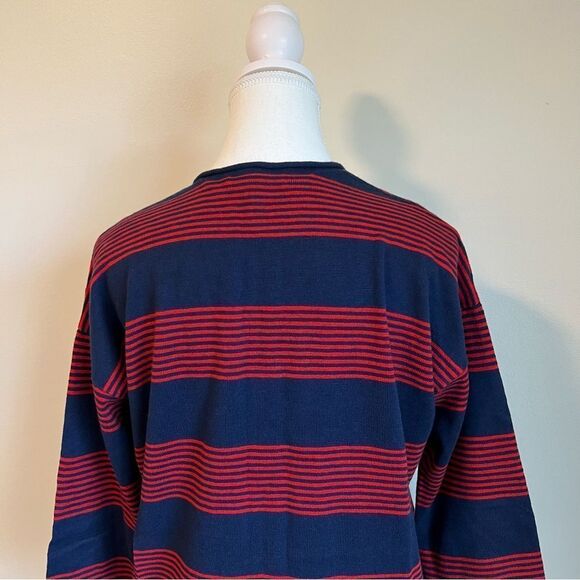 Madewell Deckhouse Striped Red Navy Sweater V-neck Size Small - Picture 6 of 8